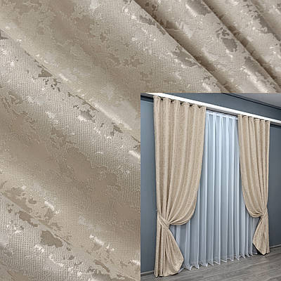 Комплект штор (2шт. 1,5х2,7м.) льон мармур, колекція "Pavliani VO". Колір бежевий. Код 1767ш 33-0723