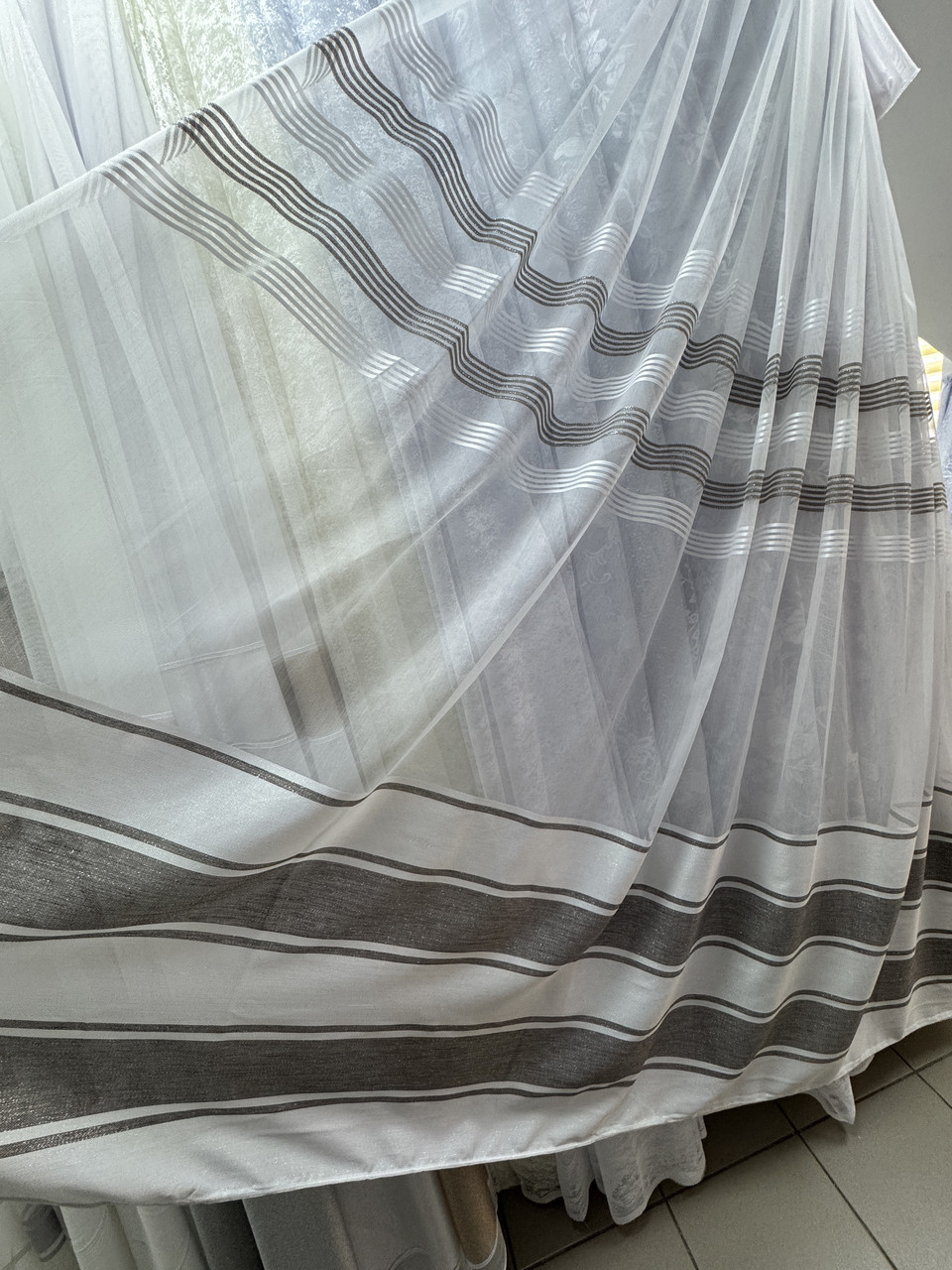 Тюль бамбук зі смужкою 20123 венге оптом