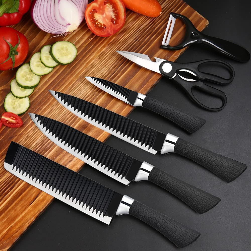 Професійний набір ножів Smart Carbon Kitchen 6 in 1 із надгострої нержавіючої сталі., фото 1