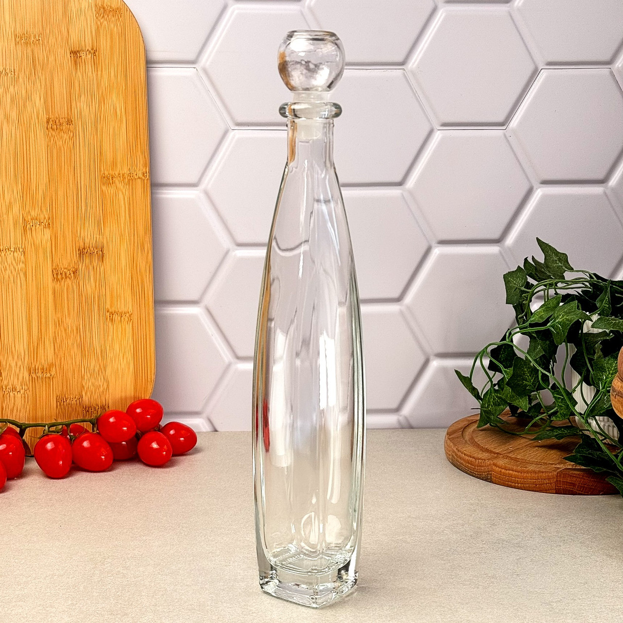 Графін скляний з кришкою 0,5 л квадратне дно Славія ILONA