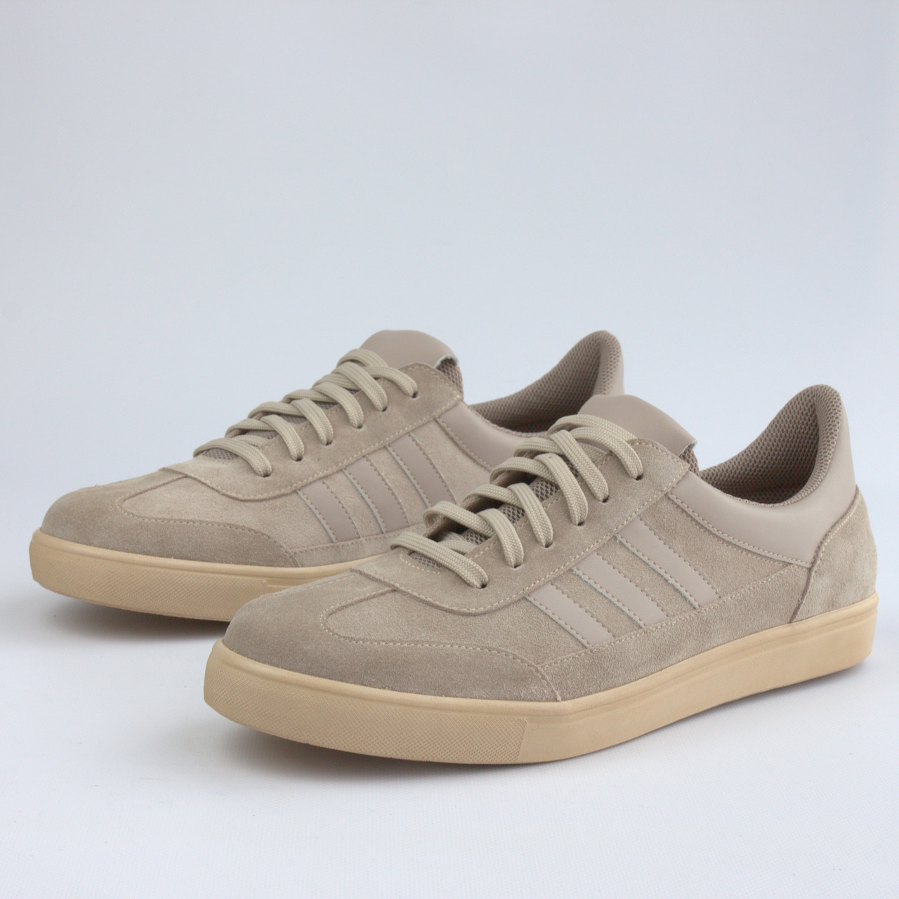 Бежеві замшеві кросівки м'які кеди зі смужками чоловіче взуття великих розмірів 46 47 48 Rosso Avangard Rumba Beige Vel BS, фото 1