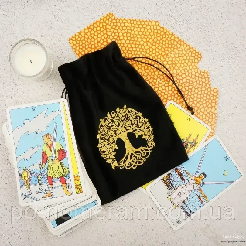 Мішечок для таро № 12 Дерево життя, золотий принт MI012, фото 1