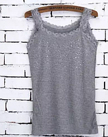 Майка жіноча з каменями one size сірий