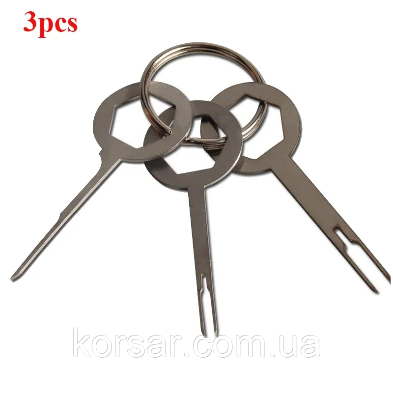 Набір ключів для зняття клем авто, знімач клем, для розкриття авто роз'ємів і терміналів 3 шт. неіржавка сталь, фото 1