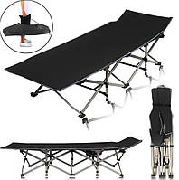 Ліжко-шезлонг кемпінговий 190×68см Чорний