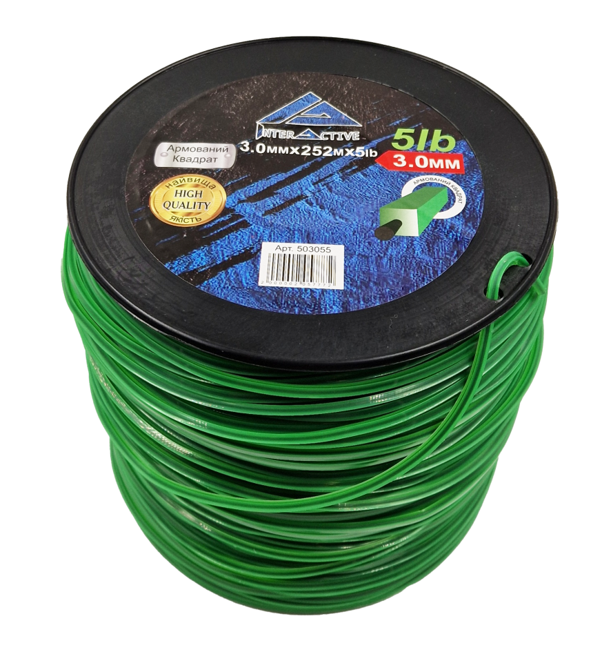 Струна КВАДРАТ БУХТА 3.0мм 252м 5LB (зелена з кордом), фото 1