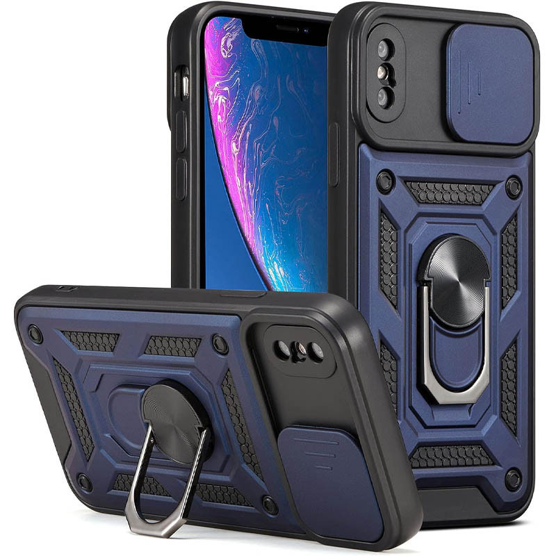 Ударостійкий чохол Camshield Serge Ring для Apple iPhone X / XS (5.8") Blue, фото 1