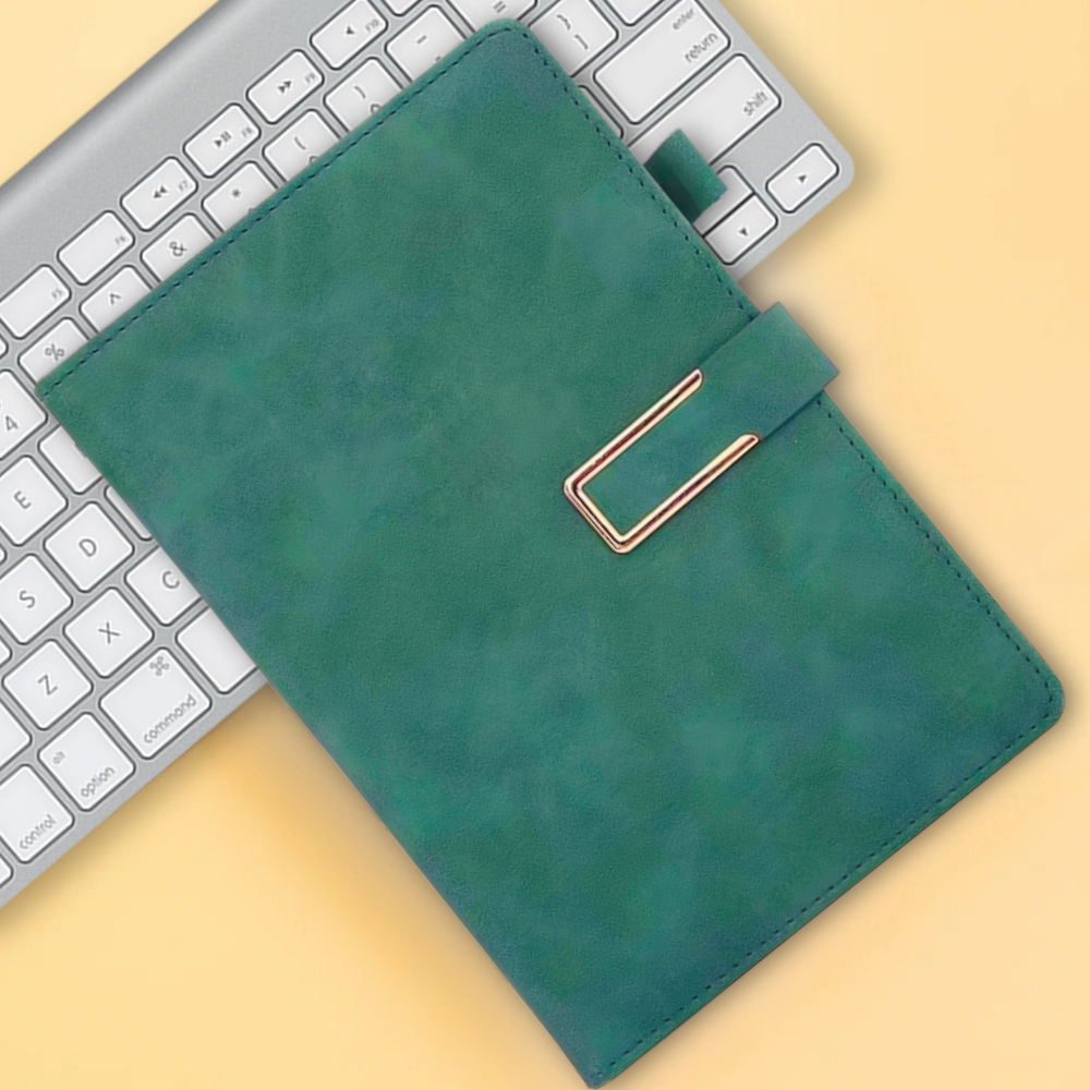 Щоденник, планер блокнот з ручкою, 100 аркушів, формат А5, планер, записник у м'якій обкладинці, зелений, фото 1