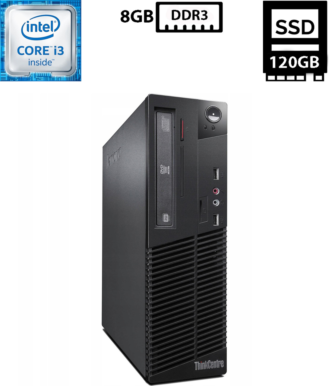 Комп'ютер Lenovo ThinkCentre M91p/Core i3-2120 3.30GHz/8GB DDR3/SSD 120GB/Intel HD Graphics 2000 Б/В