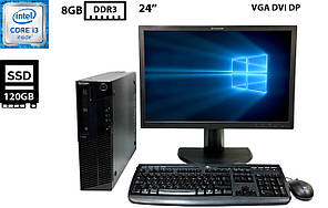 Комплект | Комп'ютер Lenovo ThinkCentre M91p/Core i3-2120/8GB DDR3/SSD 120GB | Монітор 24" Lenovo ThinkVision LT2452pwC Б/В