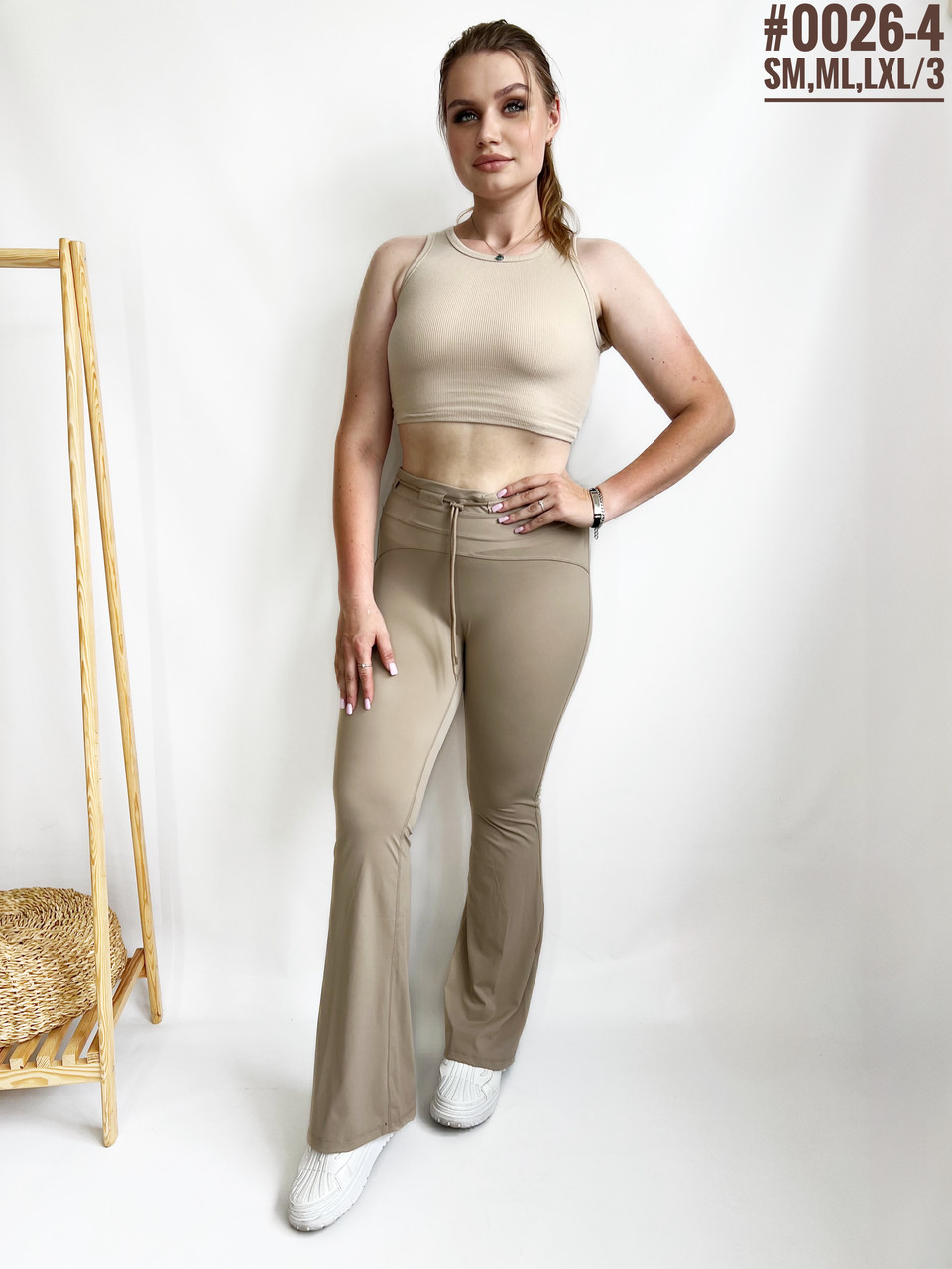 Спортивні штани кльош з оригінальним пояском  розмірний ряд SM, МL, LXL