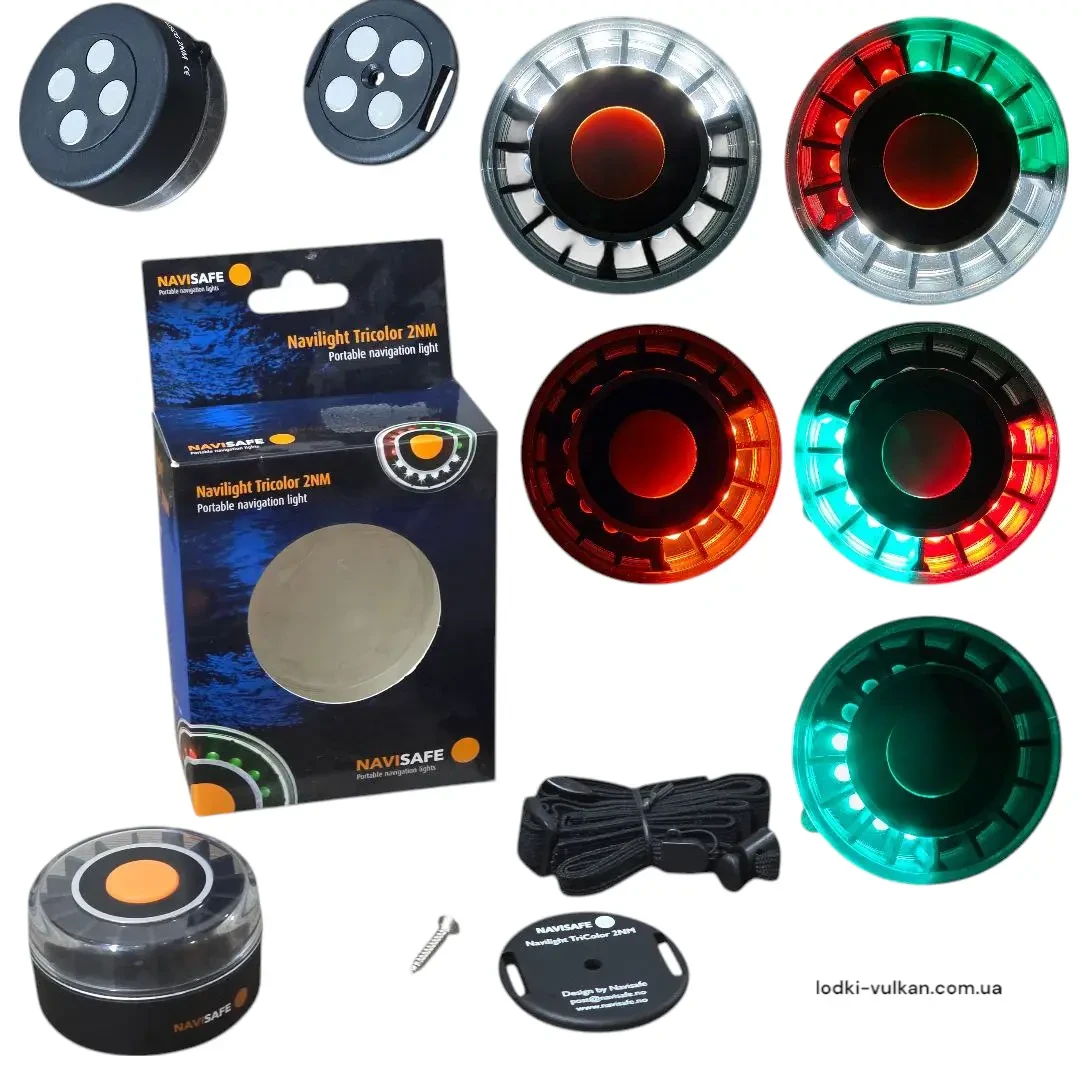 Портативний водонепроникний бортовий вогонь NS305 NaviSafe (зелений, червоний і білий колір), фото 1