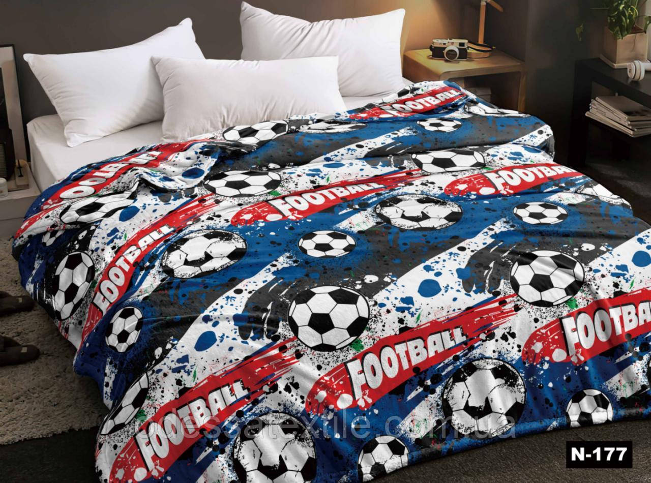 Плед з флісу Футбол синій (PM-285), фото 1