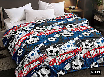 Плед з флісу Футбол синій (PM-285)