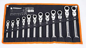 Ріжковий ключ з тріскачкою 8-19 мм 12E PM-KPLO-12TP набір комбінованих гайкових ключів