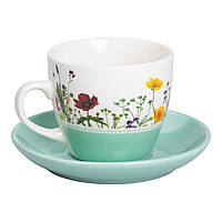 Керамічна чашка з блюдцем 250 (мл) для чаю та кави Бірюзова RX-N24723GR