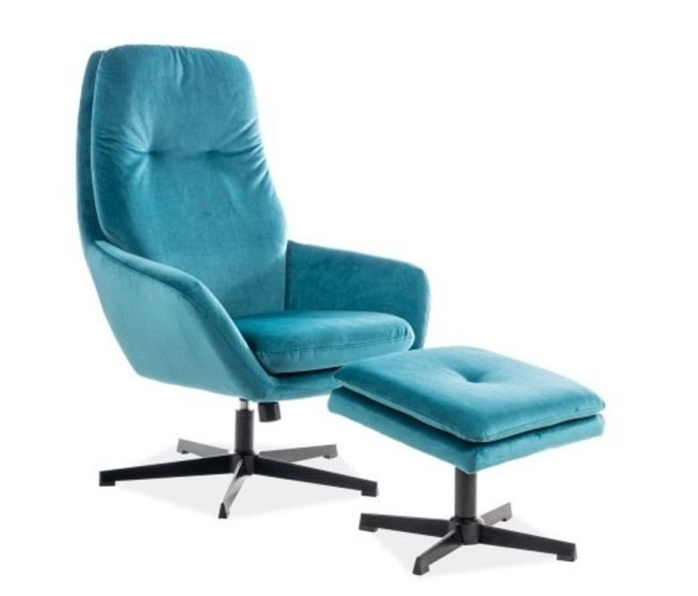 Крісло Ford velvet з відтоманкою бірюзове (SignalTM)