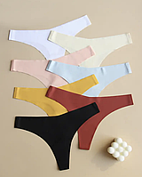 Набор 7 женских однотонных бесшовных трусиков дышащие, мягкие, комфортные, незаметные