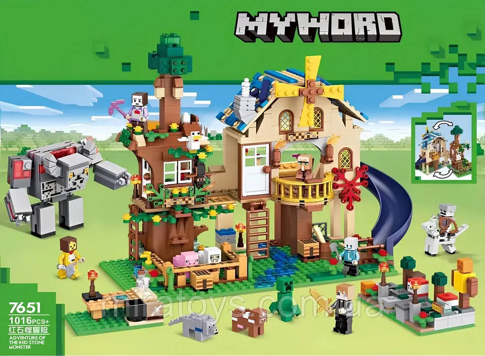 Великий конструктор Майнкрафт Minecraft "Будиночок на дереві", 1016 деталей і 14 героїв, фото 1