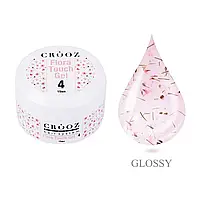 Crooz Гель для нарощування Flora Touch Gel №04 з квітками, 15 ml