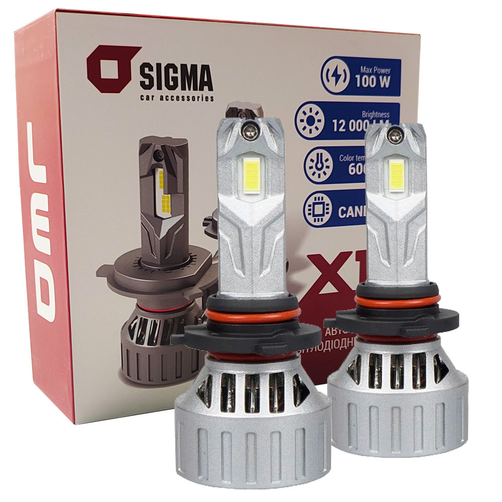 Лампа світлодіодна для фар SIGMA X1 50W LED HB4 6000K 12000LM  2 шт комплект, фото 1