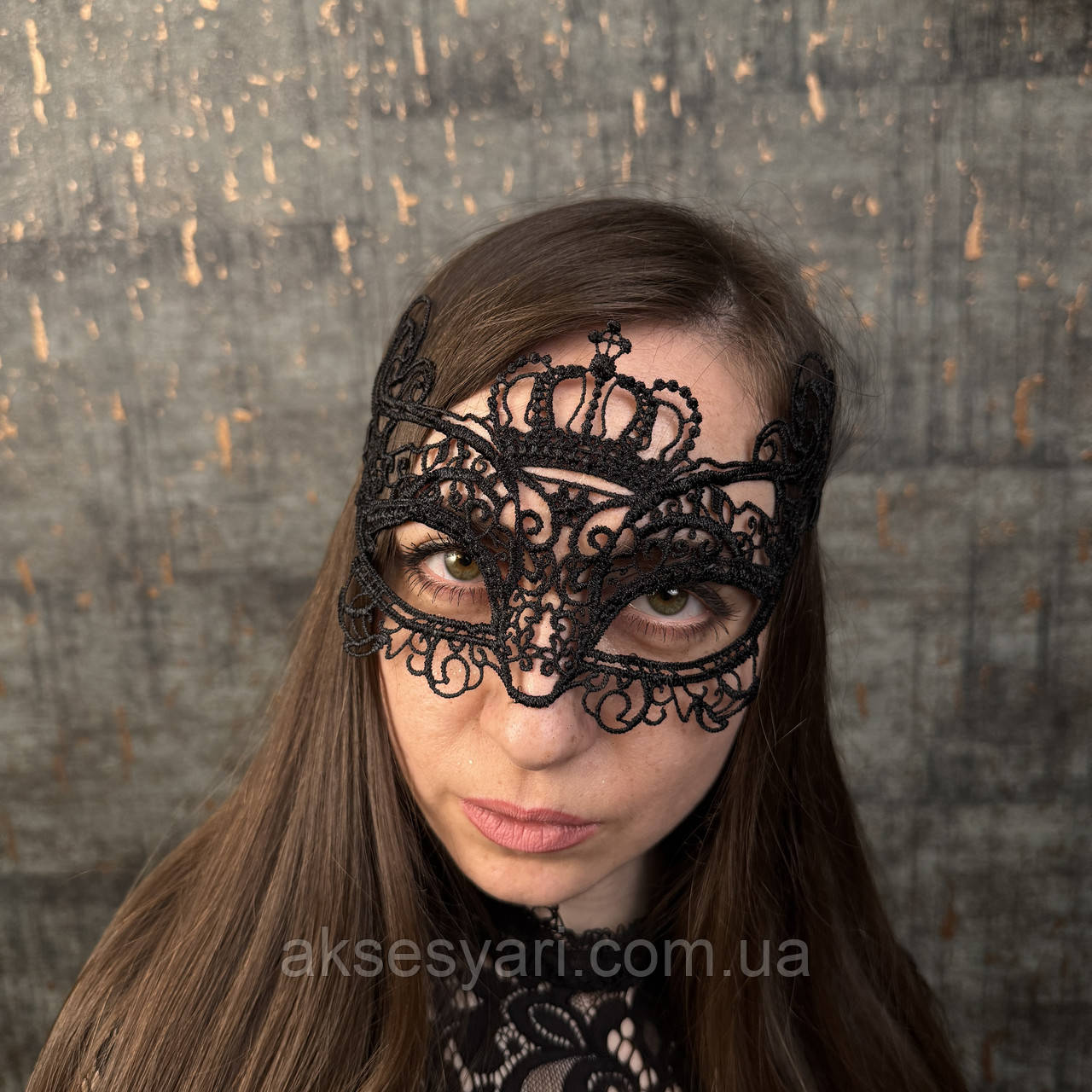 Маска з мережива маскарадна у формі корони МА-05, фото 1