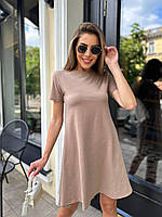 Женское летнее трикотажное платье короткое свободного кроя белое черное голубое бежевое джинс