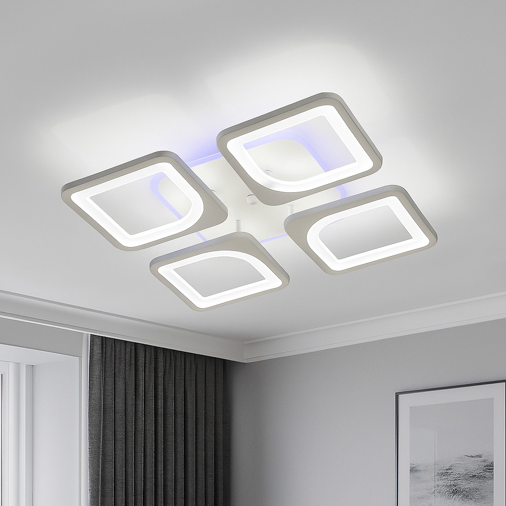 Люстра до 15 м² світлодіодна Led 96 Вт з пультом управління 1133/4 WH, фото 1