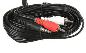 Кабель 3,5mm-2 RCA 10 метрів (в упаковці) перехідник