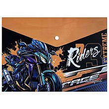 Папка-конверт А4+, на кнопці, 160 мкр "Riders"