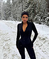 Женский черный облегающий удобный комбинезон на молнии термо и микродайвинг размер SM ML