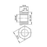 Футорка чавунна радіаторна 1/4х3/4" ВН ліва, фото 2