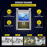 Цифровий ультразвуковий очисник VEVOR 6L, нагрівач, таймер, 400 Вт, ювелірні окуляри 323810, фото 3