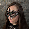 Карнавальна маска зі стразами, маскарадна маска чорна МА-012, фото 2