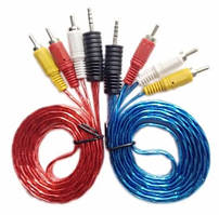 Кабель 3,5mm-3 RCA 1,5 метр у силіконі перехідник