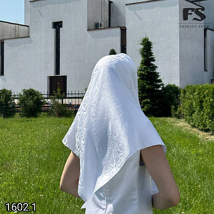 Хустина біла візерунком до церкви, на хрестини, на вінчання Відлуння, фото 1