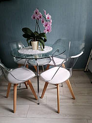 Стілець прозорий із подушкою білий ATTE_3752