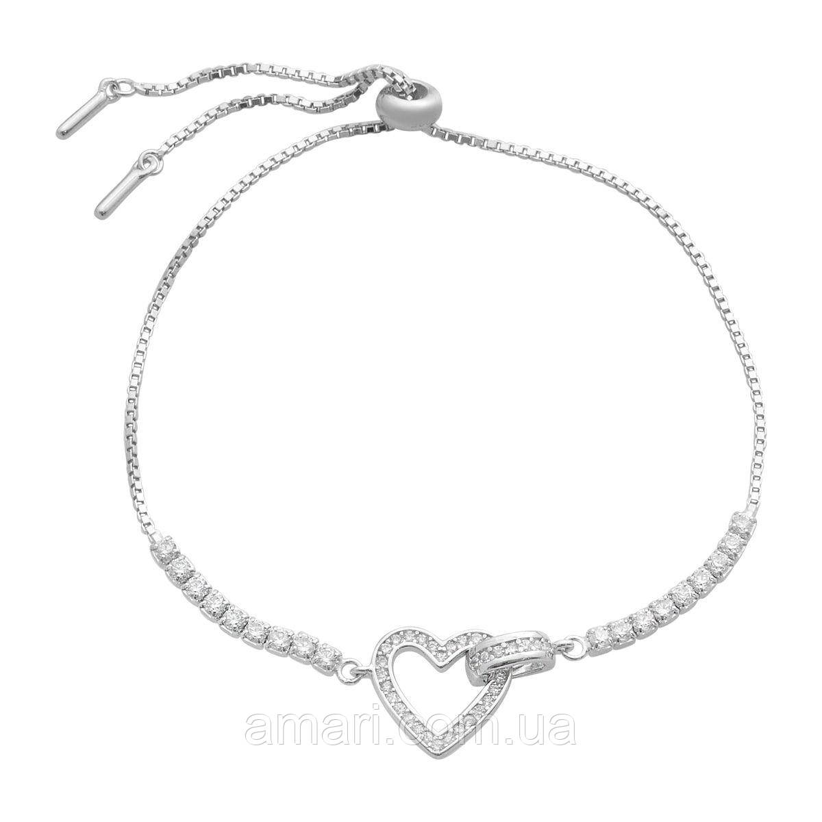 Срібний браслет Komilfo з фіанітами, вага виробу 3,5 г (2176503) adjustable розмір