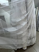 Тюль бамбук зі смужкою 23001 білий на відріз