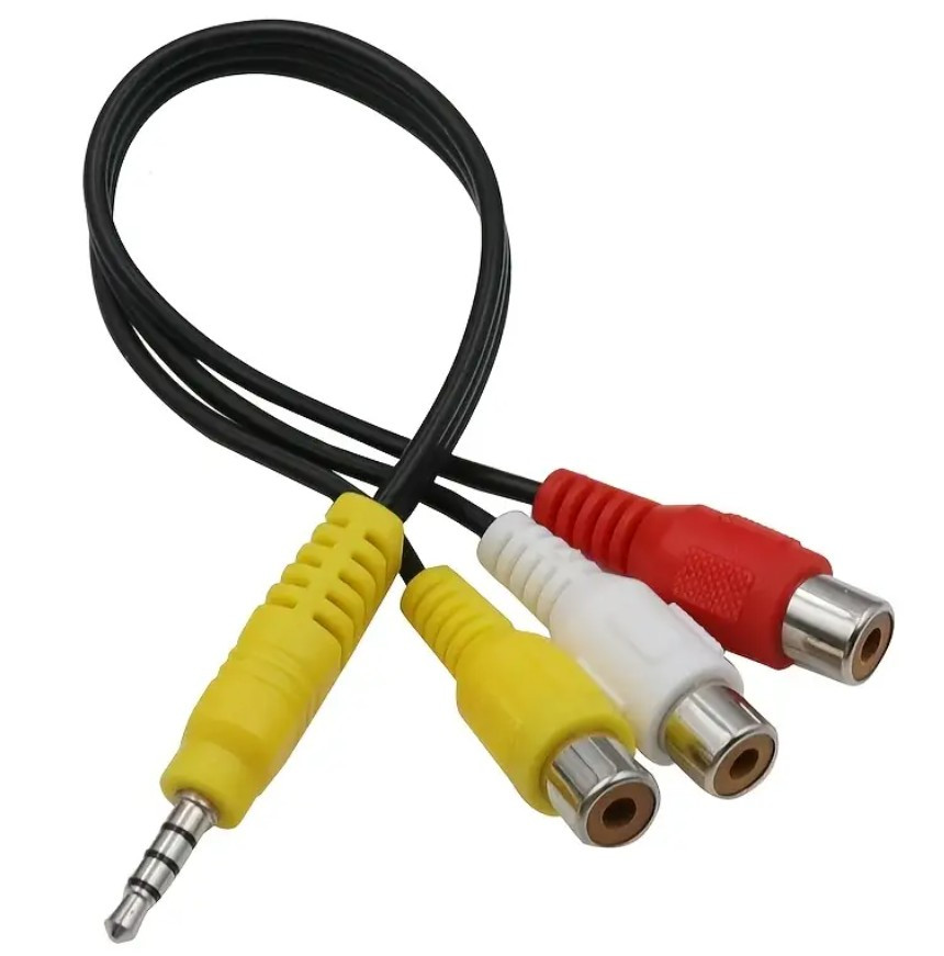 Кабель 3,5 jack-3 RCA папа 20 см перехідник 15мм
