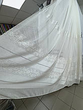 Тюль льон з вишивкою Keten FKN100 молочний оптом