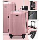 Надійна валіза L із замком пластикова Wings KESTREL 97 л на колесах, телескопічна ручка, колір рожевий, фото 2