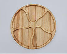 Дерев'яна тарілка менеджниця секційна з роздільниками для подавання сирних і м'ясних закусок 25