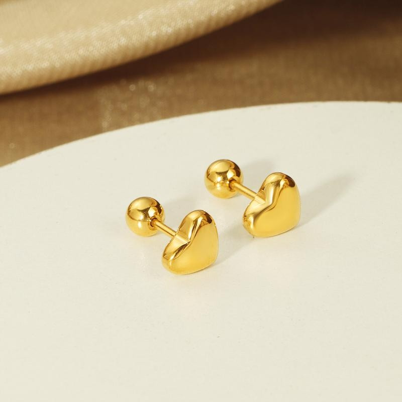Сережки пусети Сердечки Біжутерія з медичного золота Гіпоалергенні прикраси, фото 1