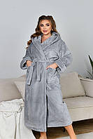 Халати жіночі з махри Великих розмірів Сірий