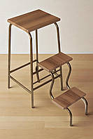 Стілець - стремянка на три сходинки Molla Max каркас бронза 16мм з ступенями вишня малага