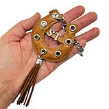 Шарм для сумки Підкова з натуральної шкіри з персоналізацією 7874 Silver Taurus., фото 2