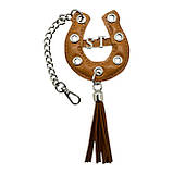 Шарм для сумки Підкова з натуральної шкіри з персоналізацією 7874 Silver Taurus., фото 3