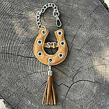 Шарм для сумки Підкова з натуральної шкіри з персоналізацією 7874 Silver Taurus., фото 4