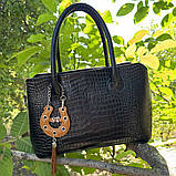 Шарм для сумки Підкова з натуральної шкіри з персоналізацією 7874 Silver Taurus., фото 5